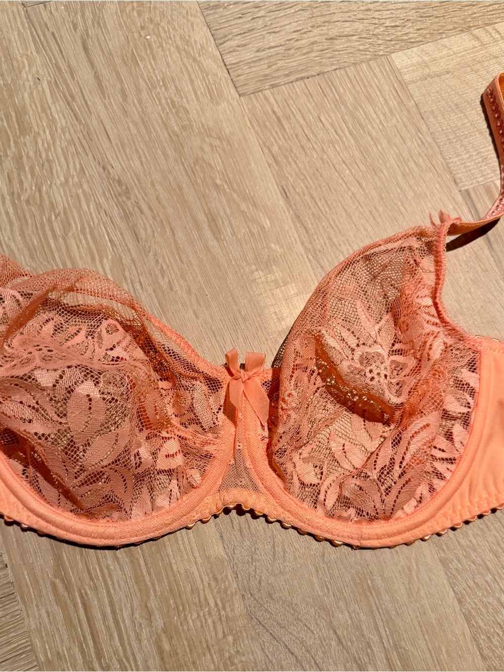 Prima Donna Sheer Lace Underwire Bra in Coral